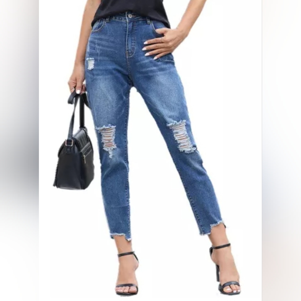 Women's Distressed, Ripped Cuff Jeans